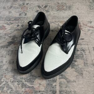 T.U.K. Black & White Jam Shoes- Women's 6 Creepers Platform Grunge Goth